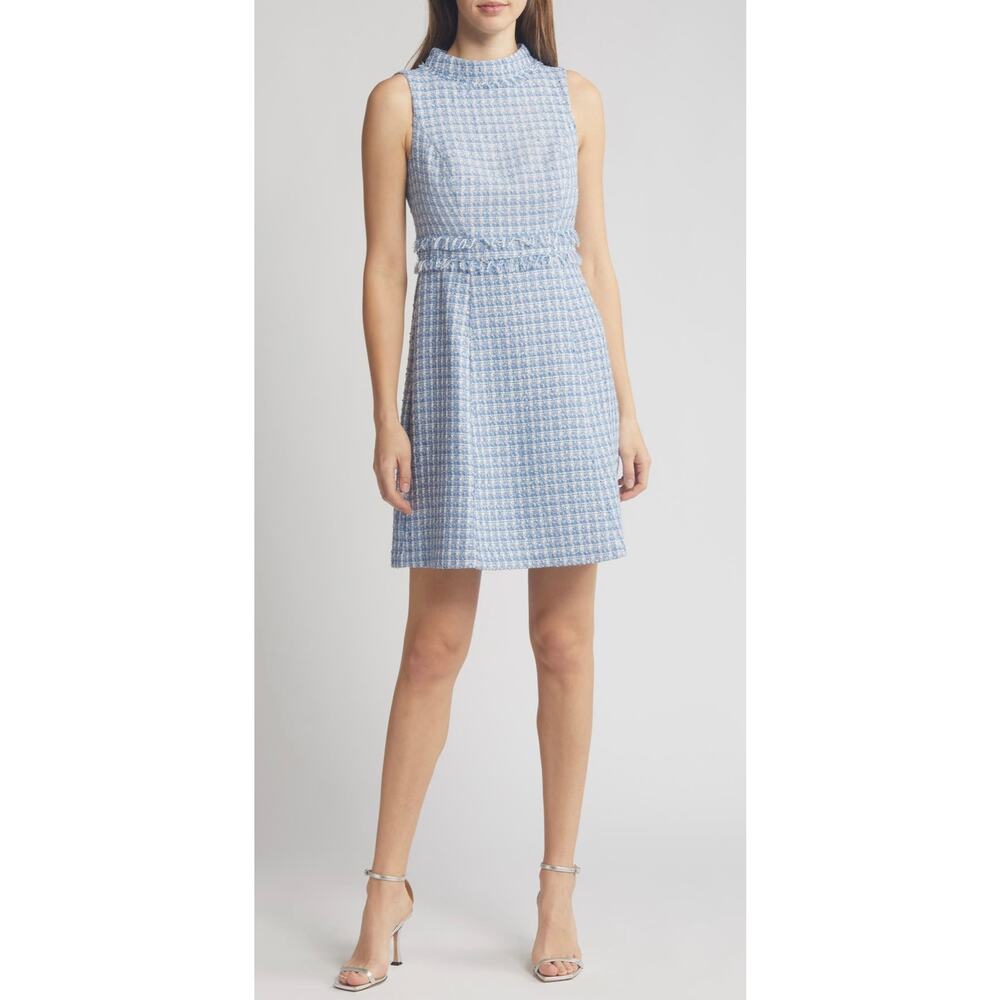 Eliza J Light Blue Tweed Mini Dress